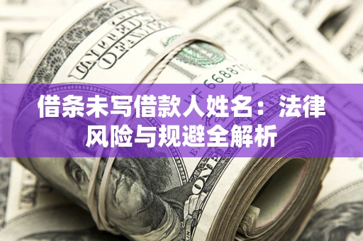 武汉借条未写借款人姓名：法律风险与规避全解析