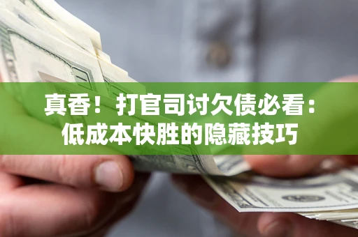 武汉真香！打官司讨欠债必看：低成本快胜的隐藏技巧